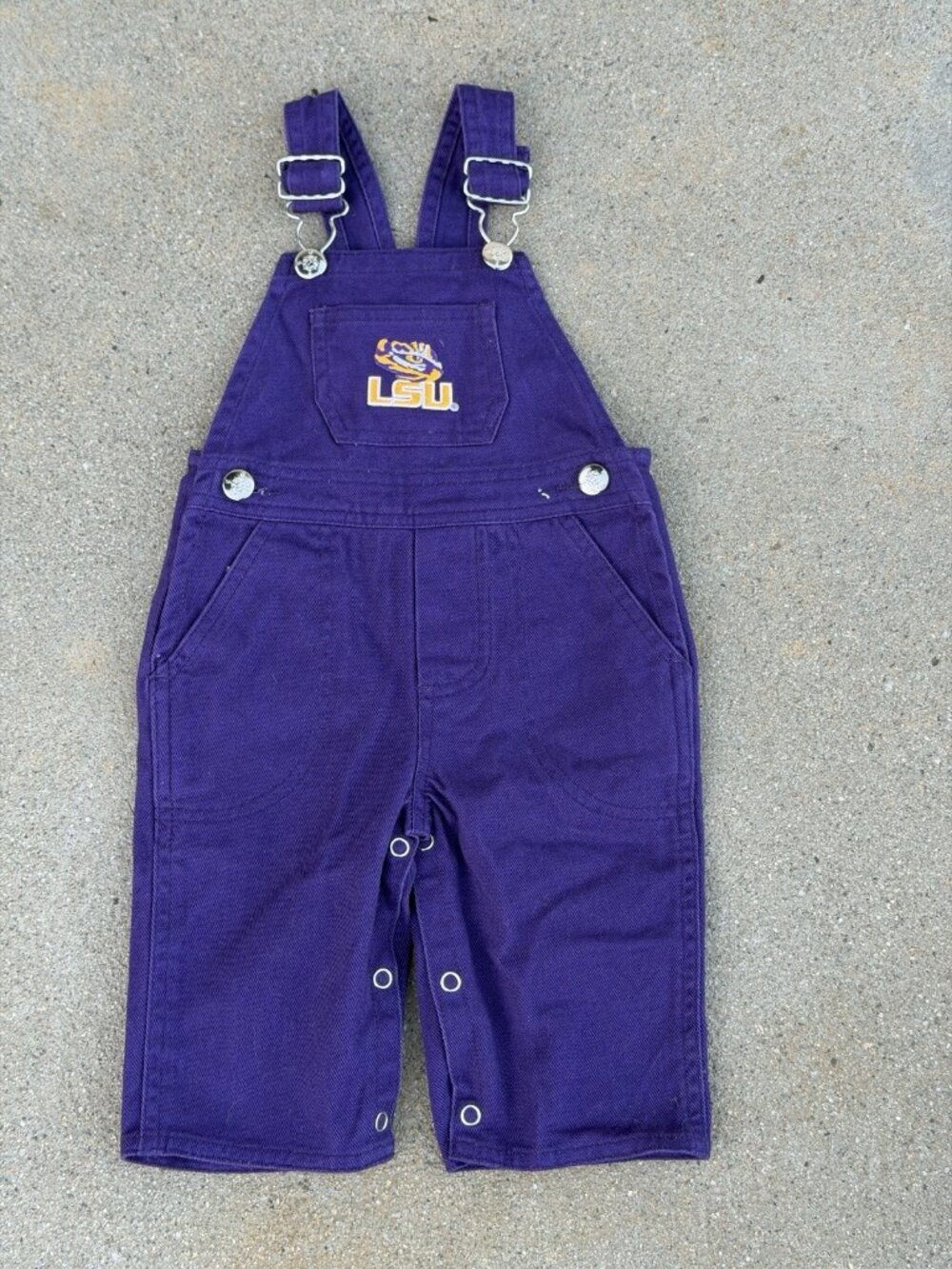 Creative Knitwear LSU Purple Baby Overalls Tigers Logo 3-6 Months